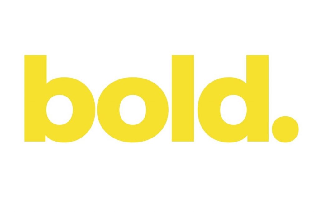 The word "bold." in all lowercase, thick yellow sans-serif font, against a plain white background.
