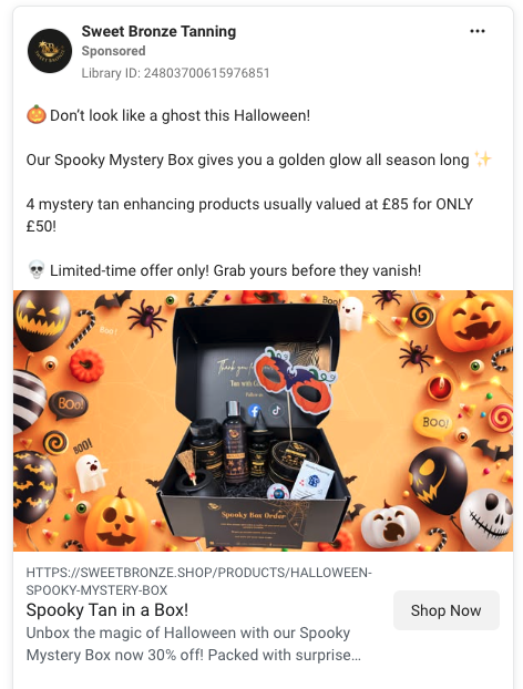 Sweet bronze halloween facebook ad post